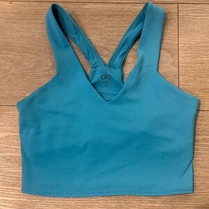 Alo Blue Cropped Tank Medium